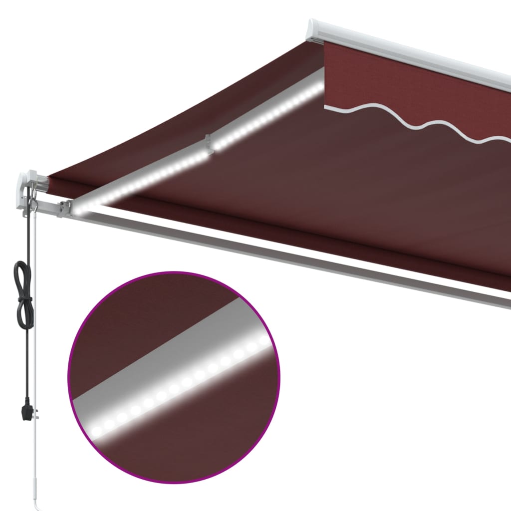 Luifel automatisch uittrekbaar met LED 400x350 cm bordeauxrood is nu te koop bij PeponiXL, paradijselijk wonen!