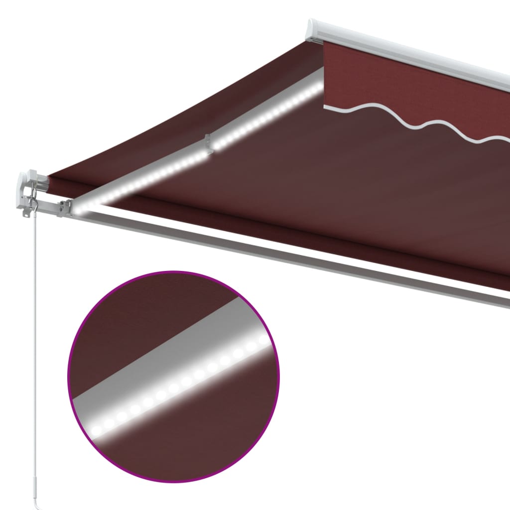 Luifel handmatig uittrekbaar met LED 450x350 cm bordeauxrood is nu te koop bij PeponiXL, paradijselijk wonen!