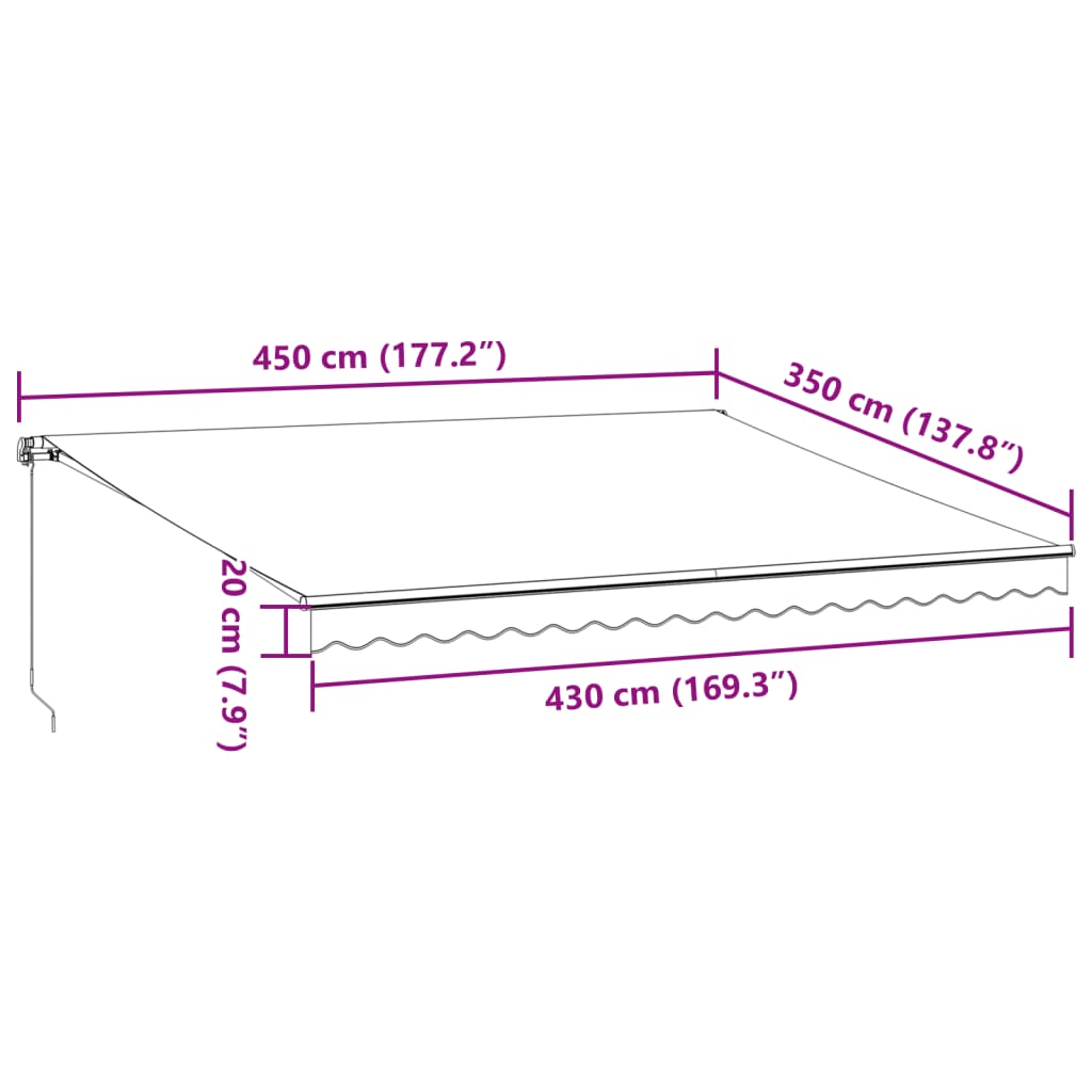 Luifel handmatig uittrekbaar met LED 450x350 cm bordeauxrood is nu te koop bij PeponiXL, paradijselijk wonen!