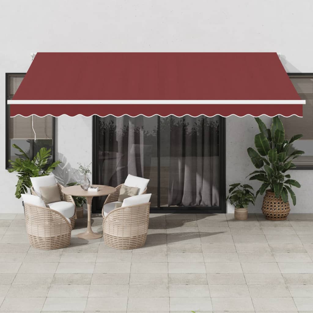 Luifel handmatig uittrekbaar met LED 450x350 cm bordeauxrood is nu te koop bij PeponiXL, paradijselijk wonen!