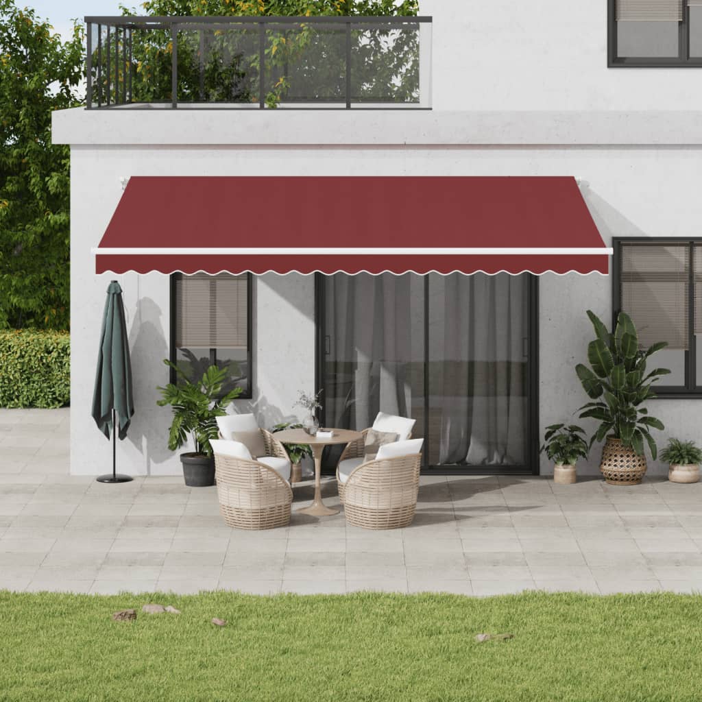 Luifel handmatig uittrekbaar met LED 500x350 cm bordeauxrood is nu te koop bij PeponiXL, paradijselijk wonen!