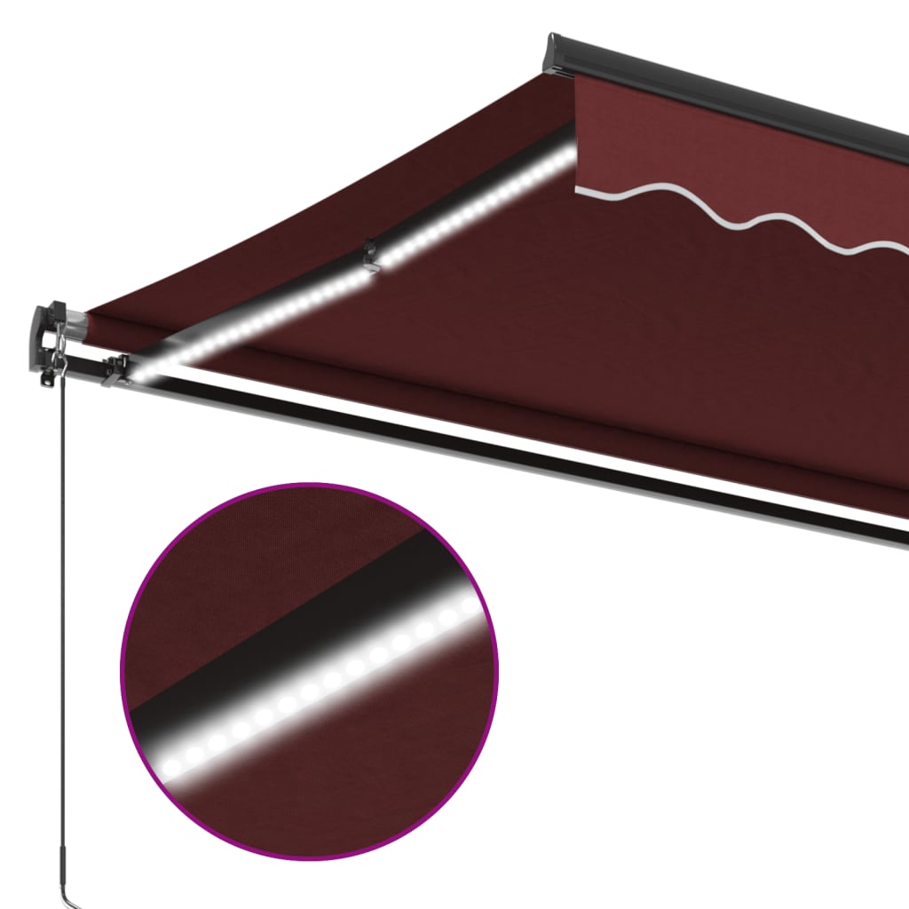 Luifel handmatig uittrekbaar met LED's 400x350 cm bordeauxrood is nu te koop bij PeponiXL, paradijselijk wonen!