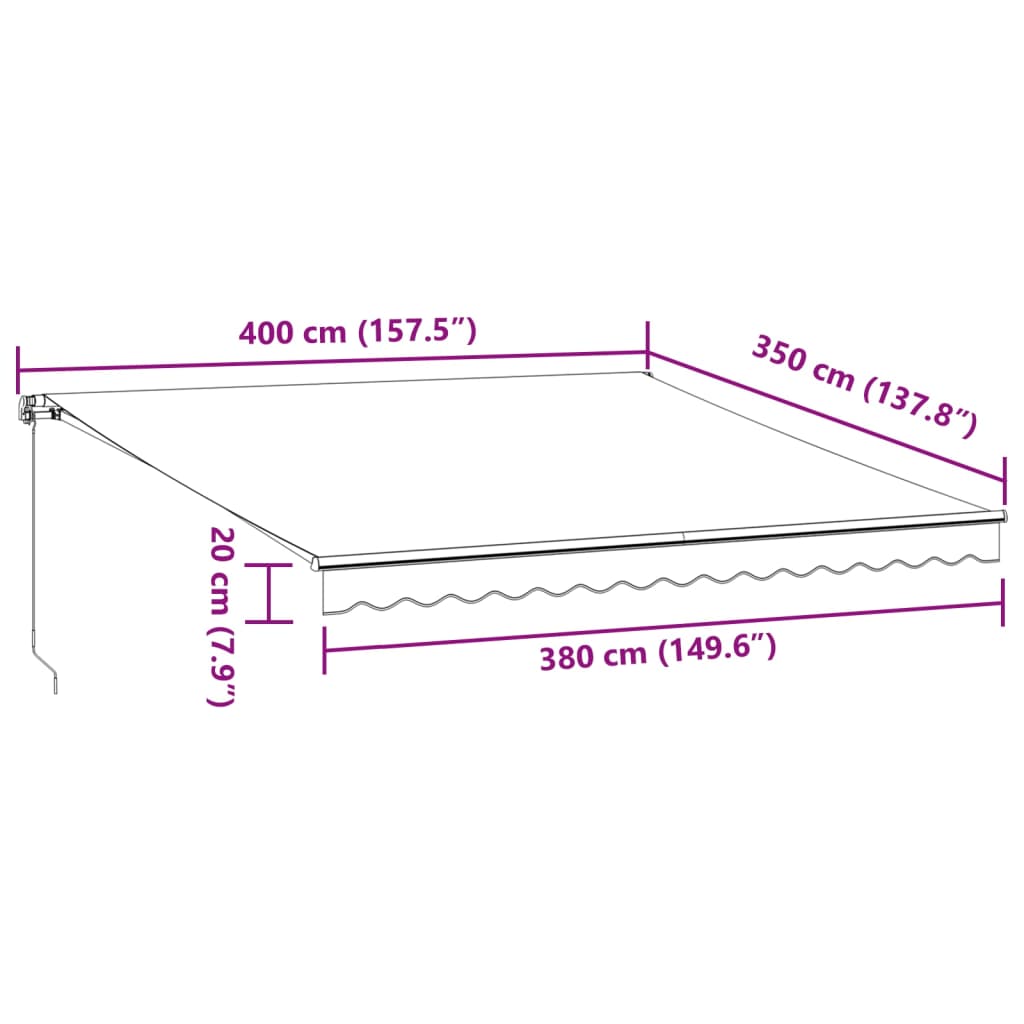 Luifel handmatig uittrekbaar met LED's 400x350 cm bordeauxrood is nu te koop bij PeponiXL, paradijselijk wonen!