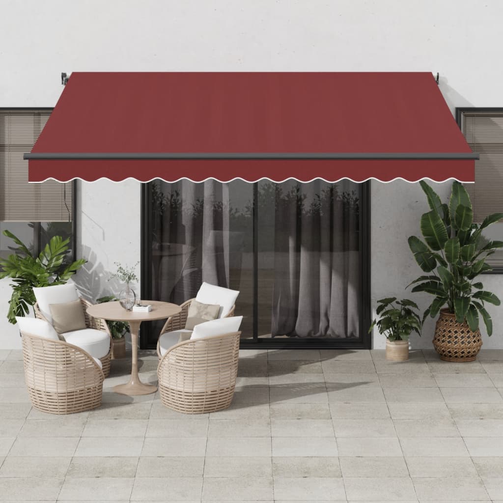 Luifel handmatig uittrekbaar met LED's 400x350 cm bordeauxrood is nu te koop bij PeponiXL, paradijselijk wonen!
