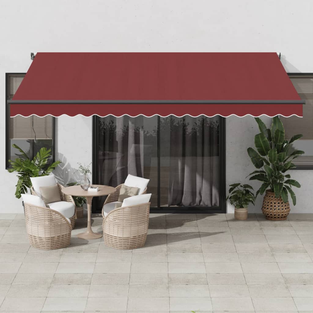 Luifel handmatig uittrekbaar met LED's 450x350 cm bordeauxrood is nu te koop bij PeponiXL, paradijselijk wonen!