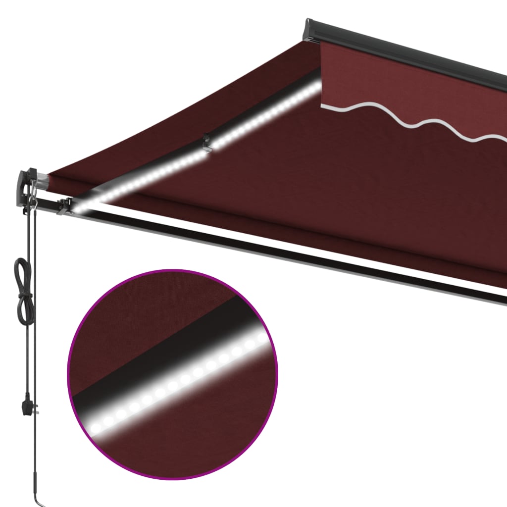 Luifel automatisch uittrekbaar met LED's 600x350 cm bordeaux is nu te koop bij PeponiXL, paradijselijk wonen!