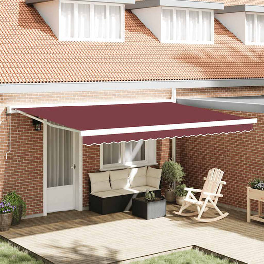 Luifel automatisch uittrekbaar 450x300 cm bordeauxrood is nu te koop bij PeponiXL, paradijselijk wonen!