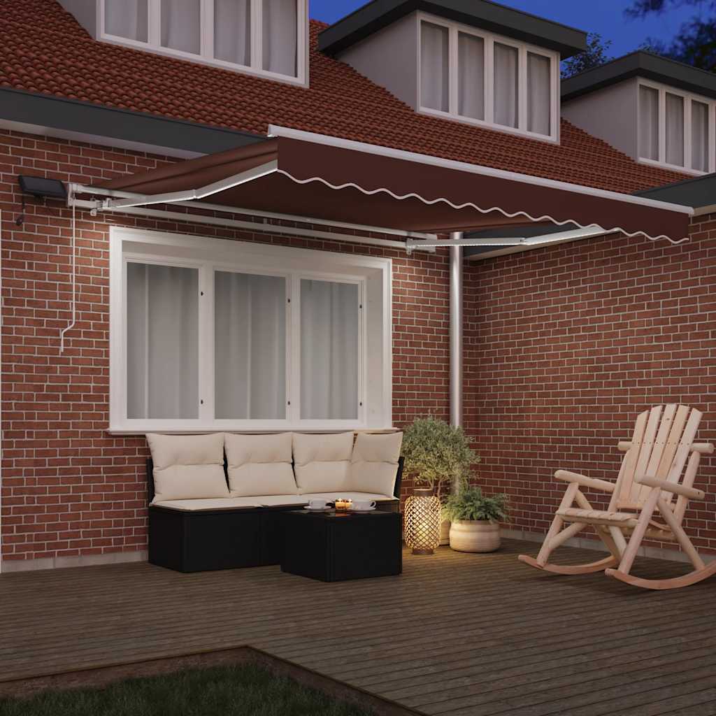 Luifel handmatig uittrekbaar met LED's 300x250 cm bruin is nu te koop bij PeponiXL, paradijselijk wonen!
