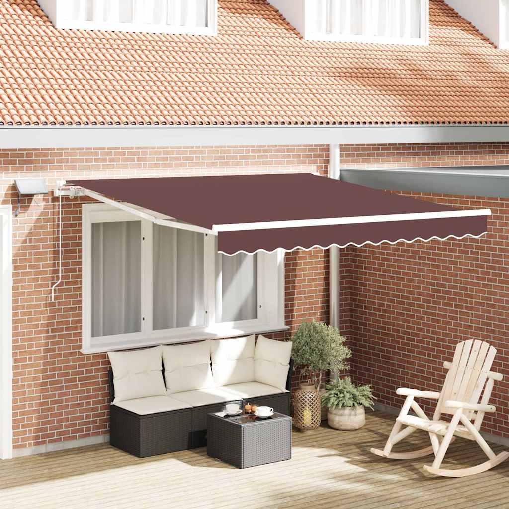 Luifel handmatig uittrekbaar met LED's 300x250 cm bruin is nu te koop bij PeponiXL, paradijselijk wonen!