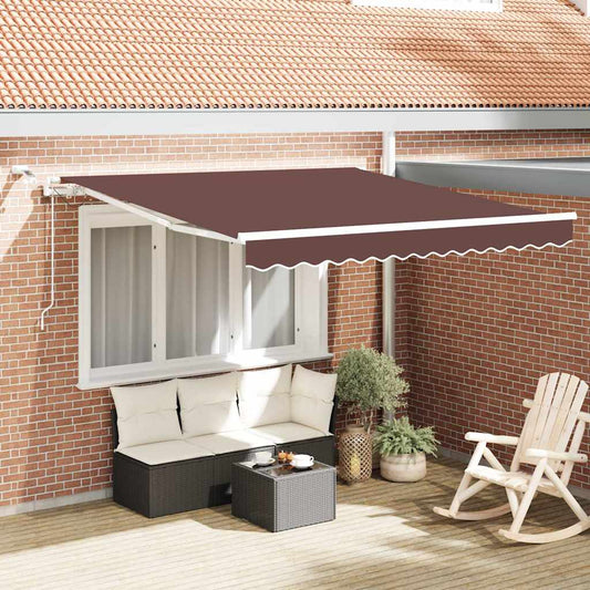 Luifel automatisch uittrekbaar met LED 300x250 cm bruin is nu te koop bij PeponiXL, paradijselijk wonen!