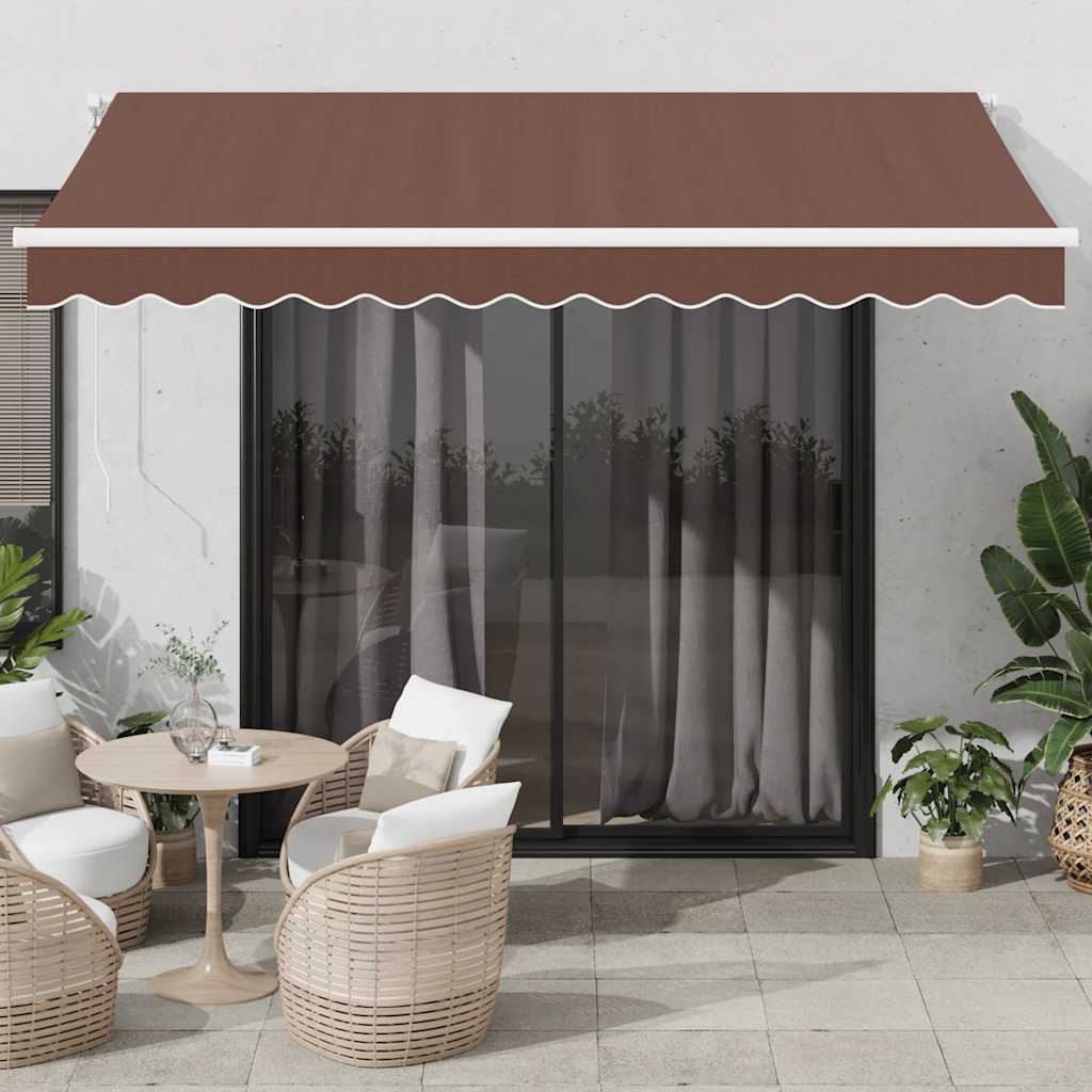 Luifel handmatig uittrekbaar met LED 350x250 cm bruin is nu te koop bij PeponiXL, paradijselijk wonen!