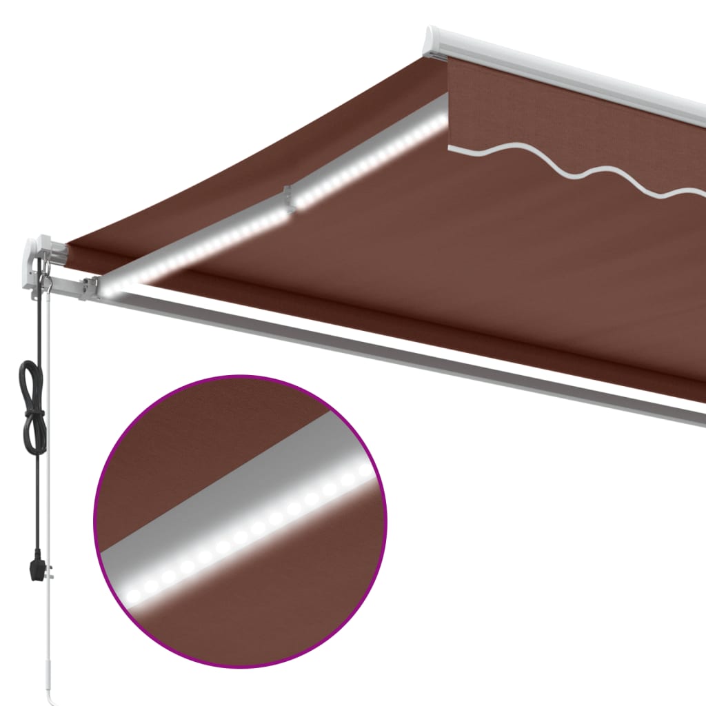 Luifel automatisch uittrekbaar met LED 350x250 cm bruin is nu te koop bij PeponiXL, paradijselijk wonen!
