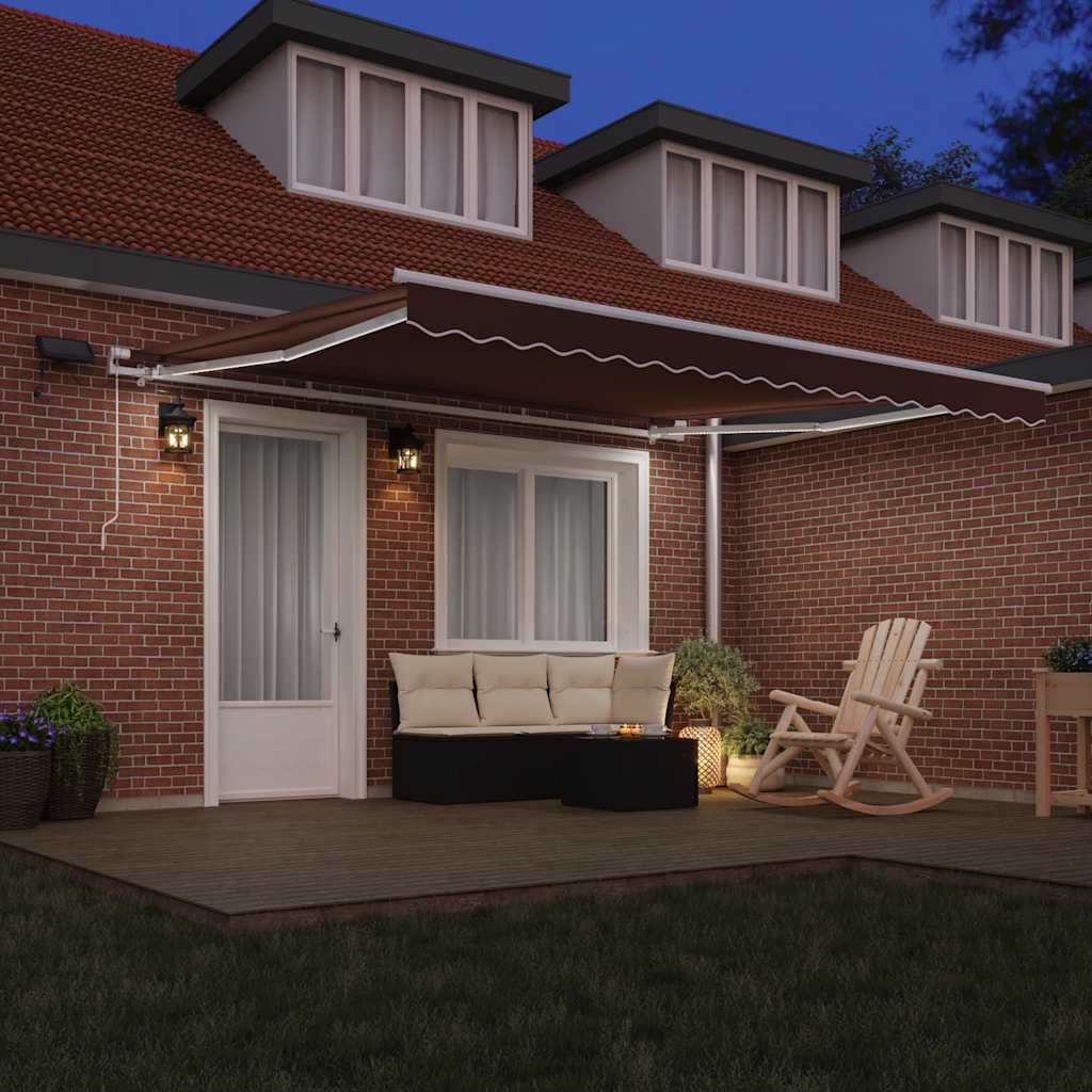 Luifel handmatig uittrekbaar met LED 400x300 cm bruin is nu te koop bij PeponiXL, paradijselijk wonen!