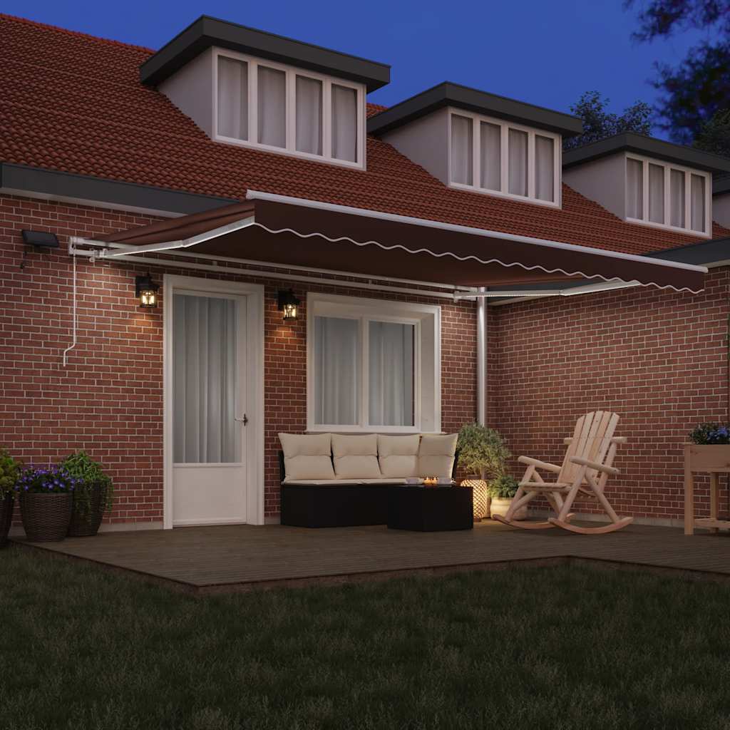 Luifel handmatig uittrekbaar met LED 450x300 cm bruin is nu te koop bij PeponiXL, paradijselijk wonen!