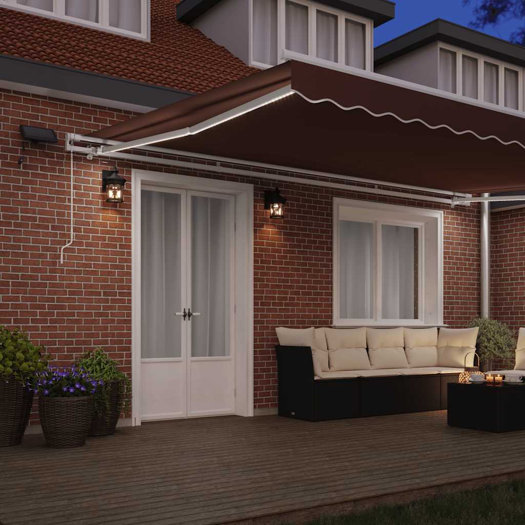 Luifel handmatig uittrekbaar met LED 500x300 cm bruin is nu te koop bij PeponiXL, paradijselijk wonen!