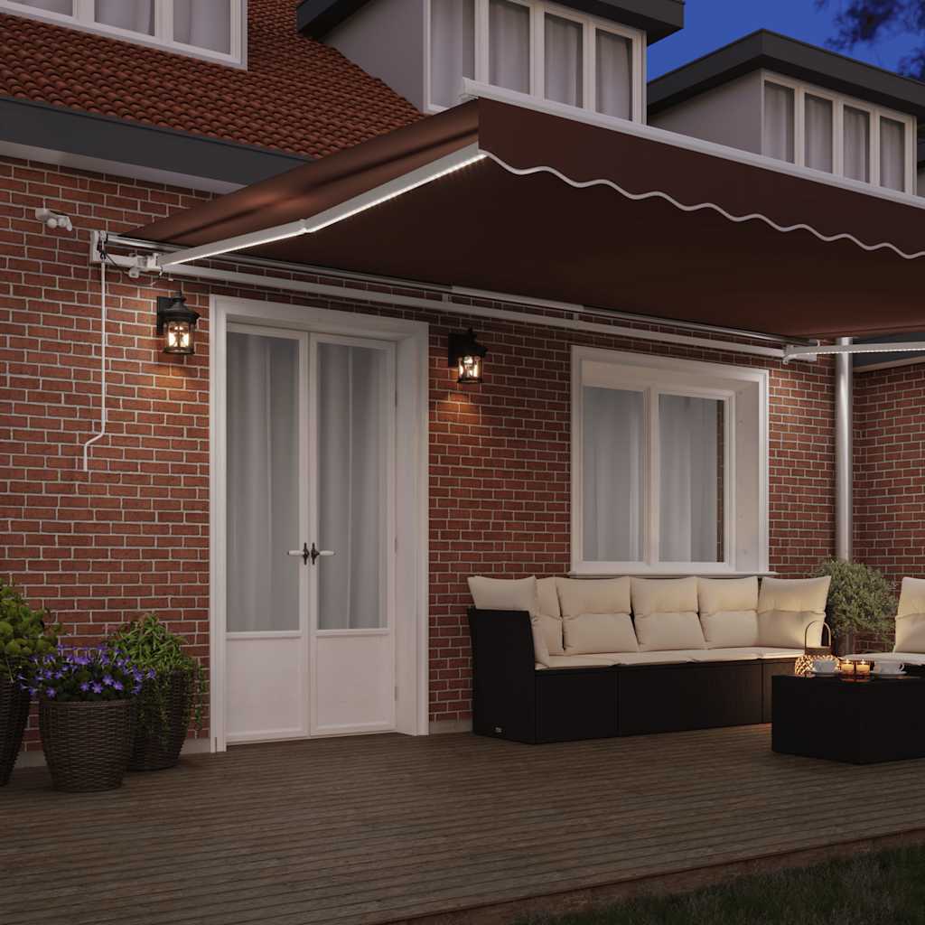 Luifel automatisch uittrekbaar met LED 500x300 cm bruin is nu te koop bij PeponiXL, paradijselijk wonen!