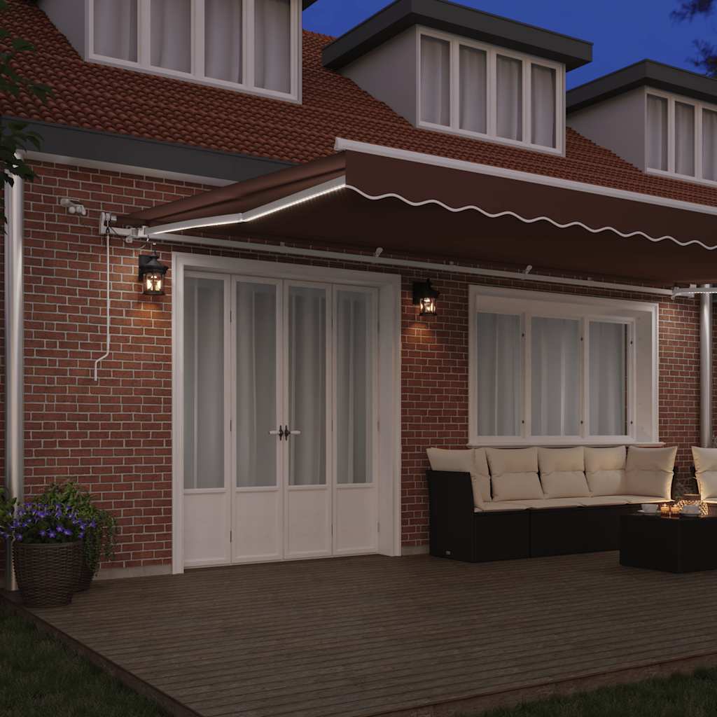 Luifel automatisch uittrekbaar met LED 600x300 cm bruin is nu te koop bij PeponiXL, paradijselijk wonen!