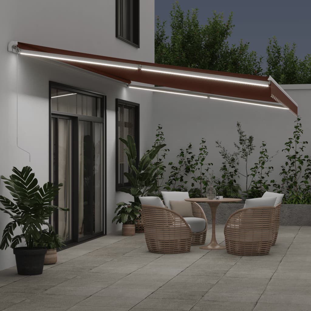 Luifel handmatig uittrekbaar met LED 600x350 cm bruin is nu te koop bij PeponiXL, paradijselijk wonen!