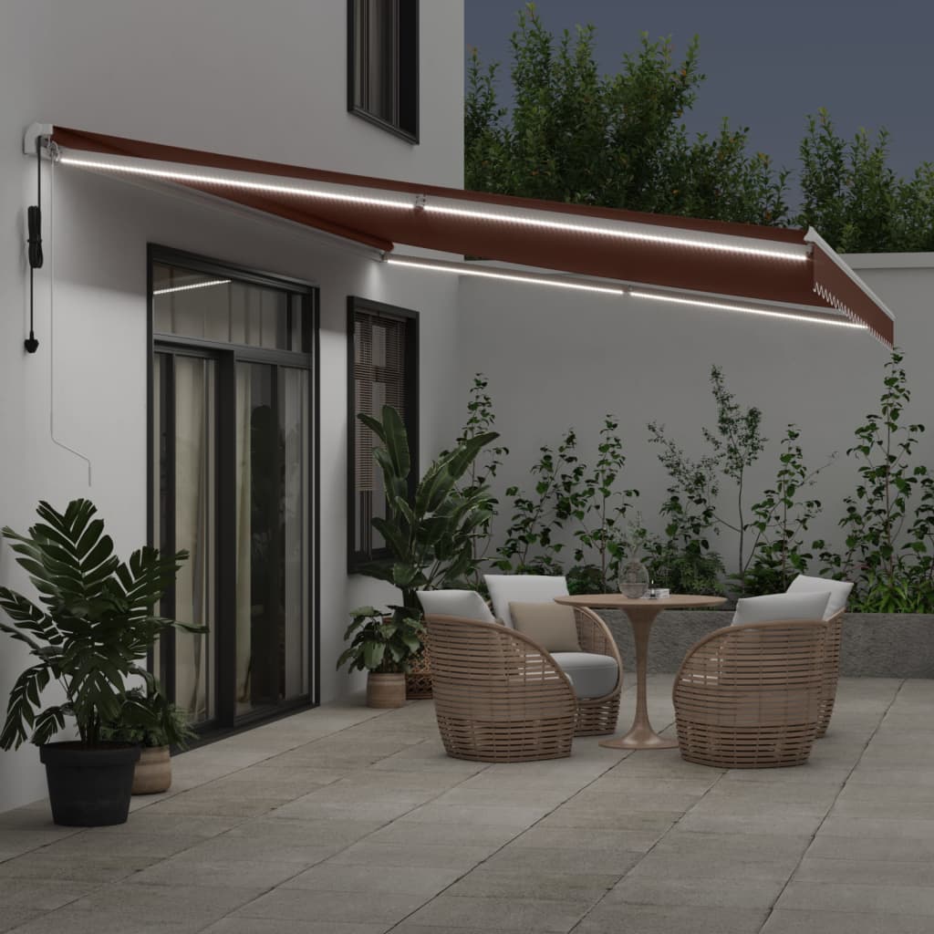 Luifel automatisch uittrekbaar met LED 600x350 cm bruin is nu te koop bij PeponiXL, paradijselijk wonen!