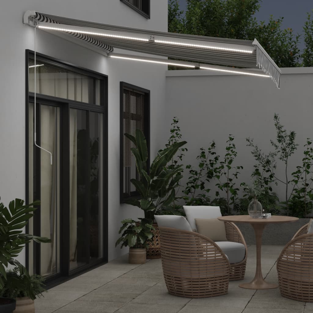Luifel handmatig uittrekbaar en LED 300x250 cm antraciet en wit is nu te koop bij PeponiXL, paradijselijk wonen!