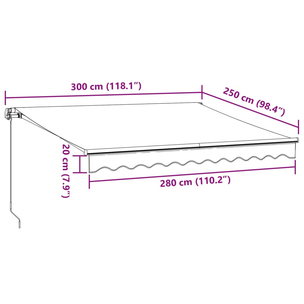 Luifel handmatig uittrekbaar en LED 300x250 cm antraciet en wit is nu te koop bij PeponiXL, paradijselijk wonen!