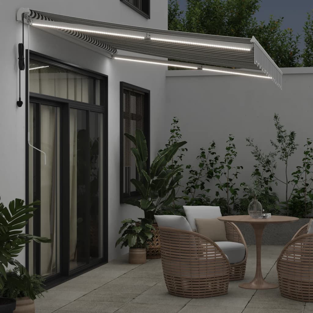 Luifel automatisch uittrekbaar LED 350x250 cm antraciet en wit is nu te koop bij PeponiXL, paradijselijk wonen!