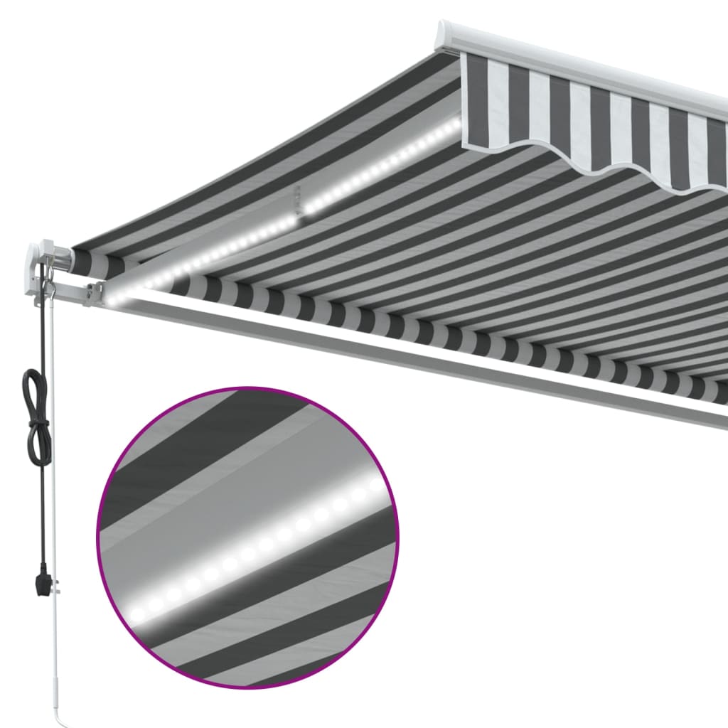 Luifel automatisch uittrekbaar LED 350x250 cm antraciet en wit is nu te koop bij PeponiXL, paradijselijk wonen!