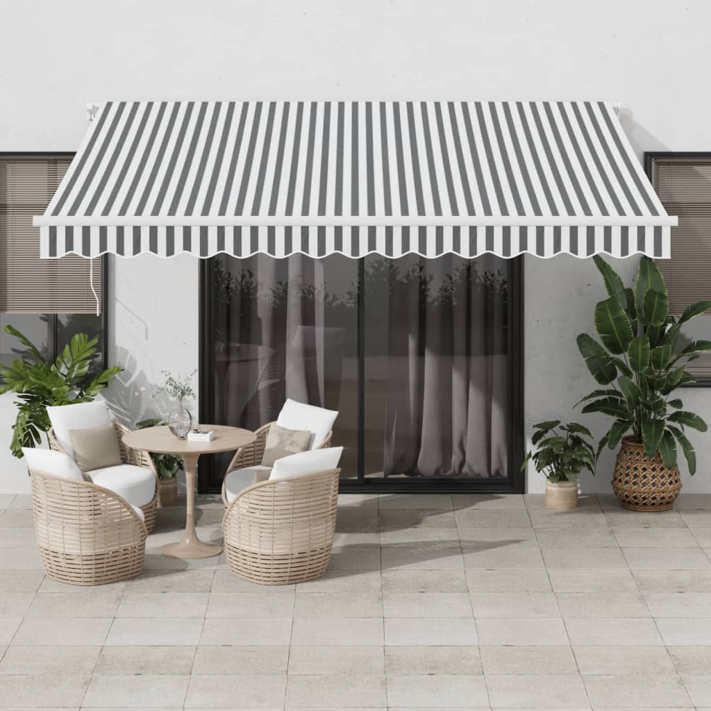 Luifel handmatig uittrekbaar 400x350 cm antraciet en wit is nu te koop bij PeponiXL, paradijselijk wonen!