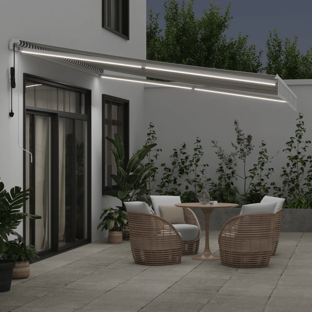 Luifel automatisch uittrekbaar LED 400x350 cm antraciet en wit is nu te koop bij PeponiXL, paradijselijk wonen!