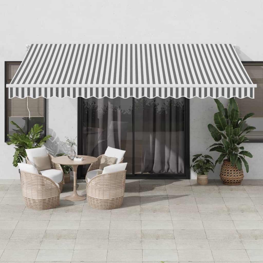 Luifel handmatig uittrekbaar 450x350 cm antraciet en wit is nu te koop bij PeponiXL, paradijselijk wonen!