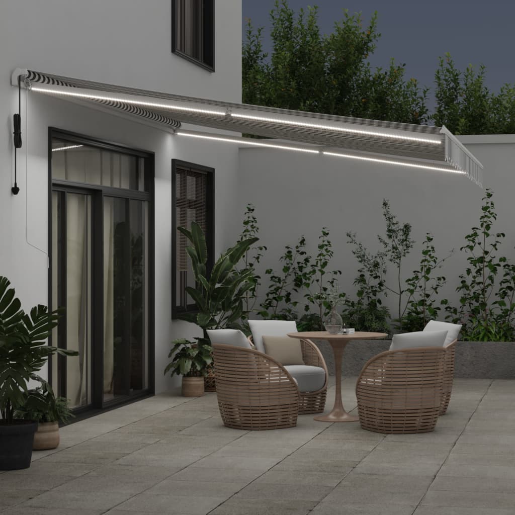 Luifel automatisch uittrekbaar LED 450x350 cm antraciet en wit is nu te koop bij PeponiXL, paradijselijk wonen!