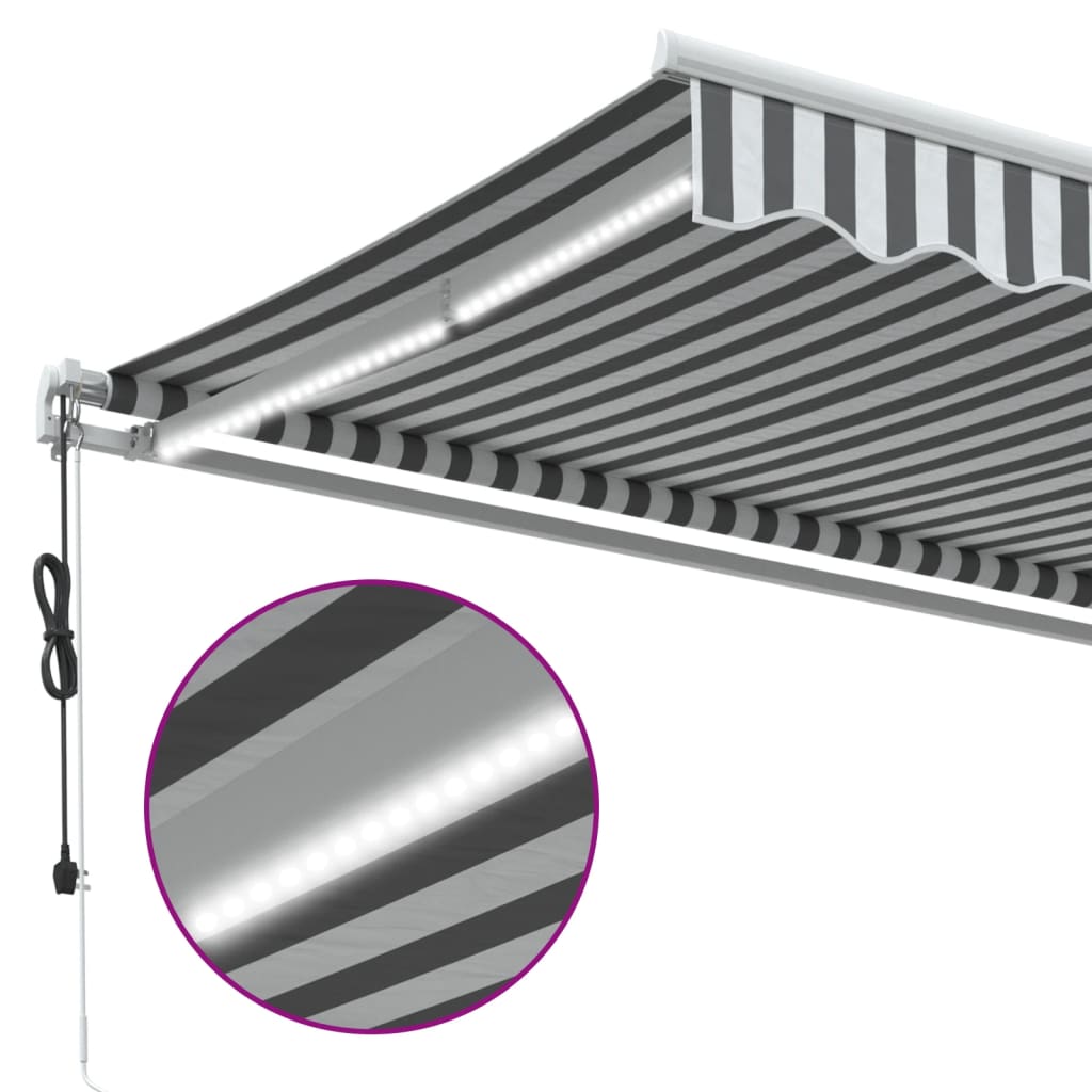 Luifel automatisch uittrekbaar LED 450x350 cm antraciet en wit is nu te koop bij PeponiXL, paradijselijk wonen!