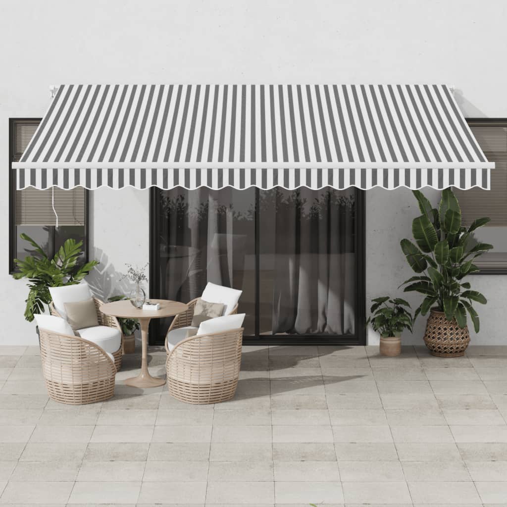 Luifel automatisch uittrekbaar LED 450x350 cm antraciet en wit is nu te koop bij PeponiXL, paradijselijk wonen!
