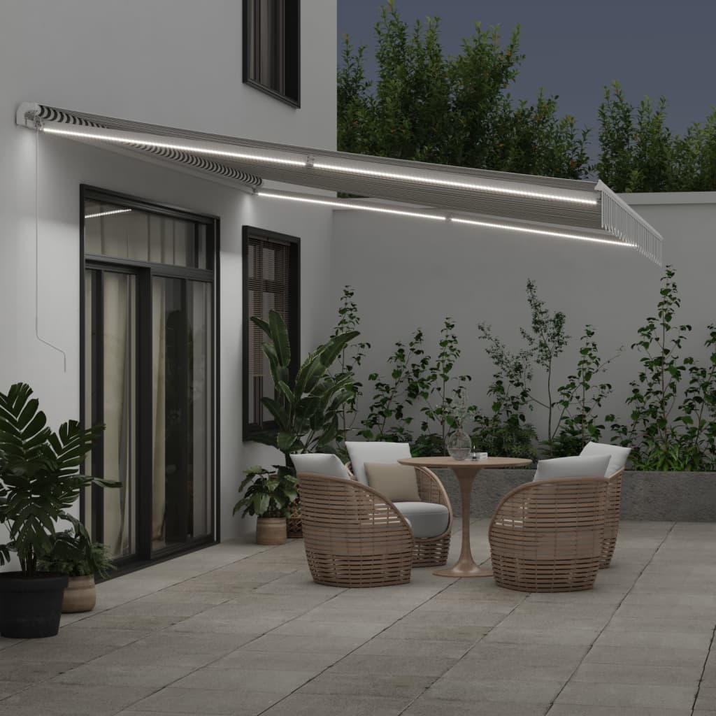 Luifel handmatig uittrekbaar en LED 500x350 cm antraciet en wit is nu te koop bij PeponiXL, paradijselijk wonen!