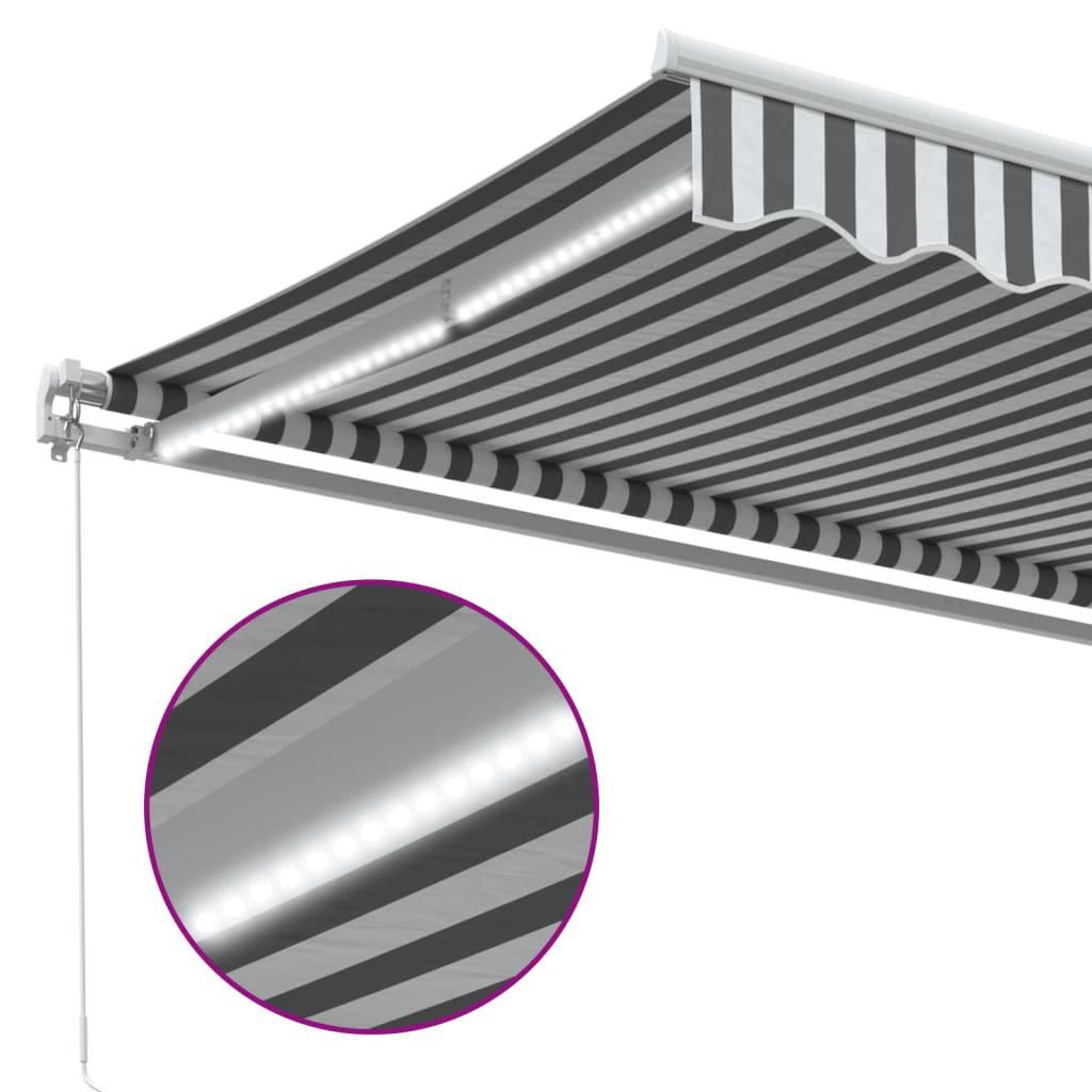 Luifel handmatig uittrekbaar en LED 500x350 cm antraciet en wit is nu te koop bij PeponiXL, paradijselijk wonen!