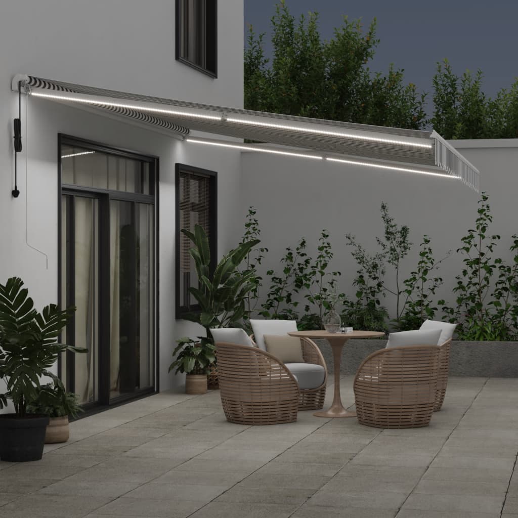 Luifel automatisch uittrekbaar LED 500x350 cm antraciet en wit is nu te koop bij PeponiXL, paradijselijk wonen!