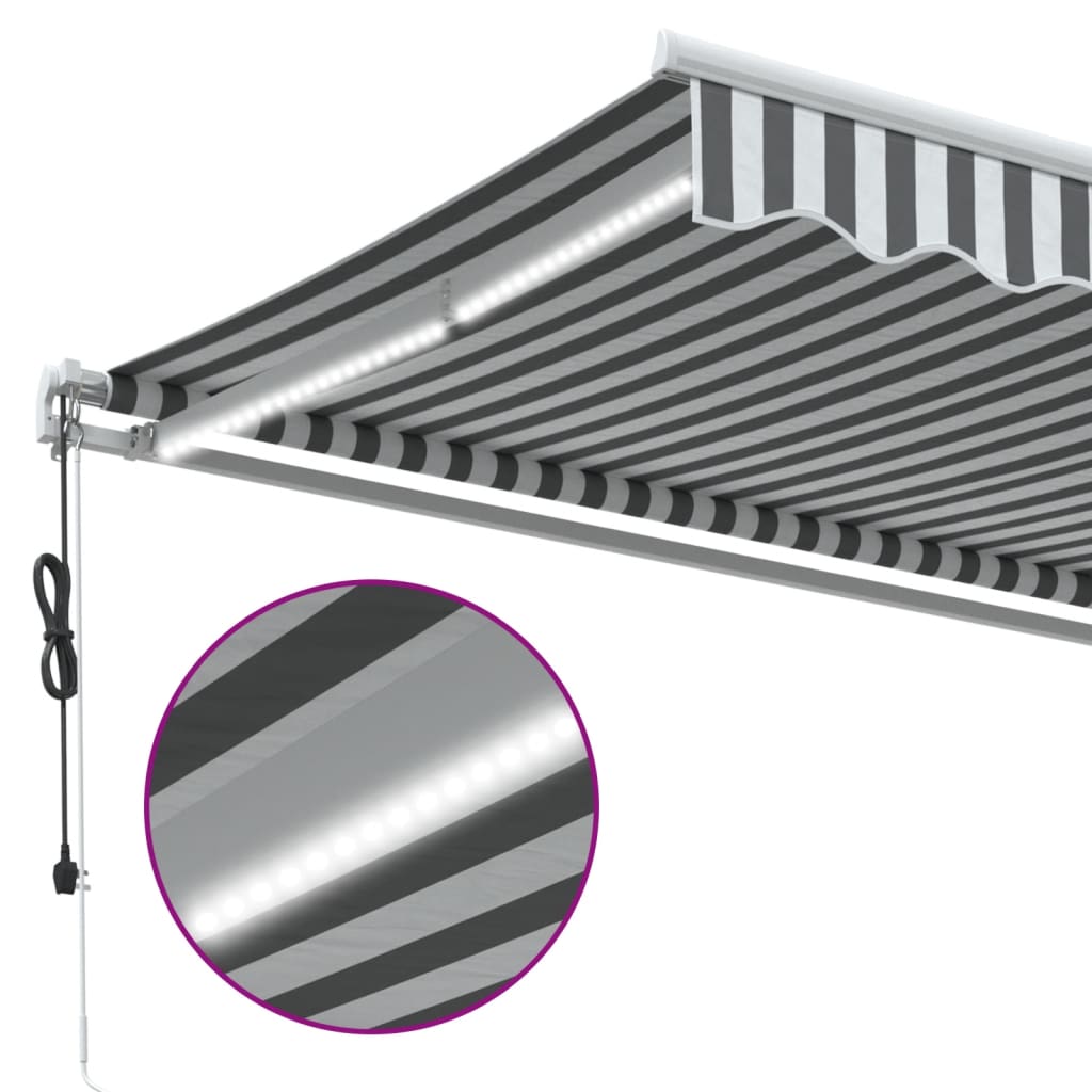 Luifel automatisch uittrekbaar LED 500x350 cm antraciet en wit is nu te koop bij PeponiXL, paradijselijk wonen!