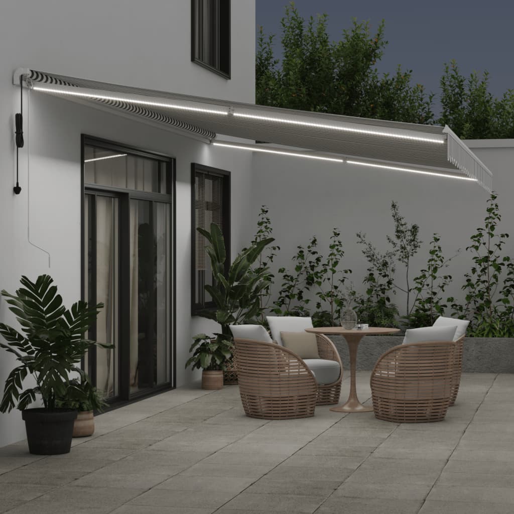 Luifel automatisch uittrekbaar LED 600x350 cm antraciet en wit is nu te koop bij PeponiXL, paradijselijk wonen!