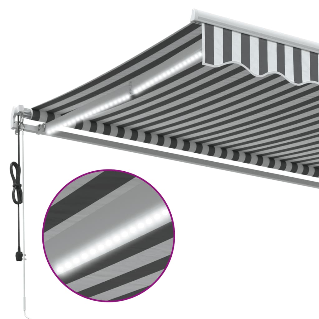Luifel automatisch uittrekbaar LED 600x350 cm antraciet en wit is nu te koop bij PeponiXL, paradijselijk wonen!