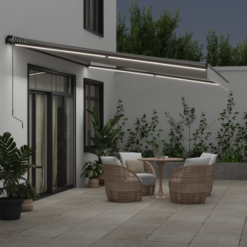 Luifel handmatig uittrekbaar en LED 500x350 cm antraciet en wit is nu te koop bij PeponiXL, paradijselijk wonen!