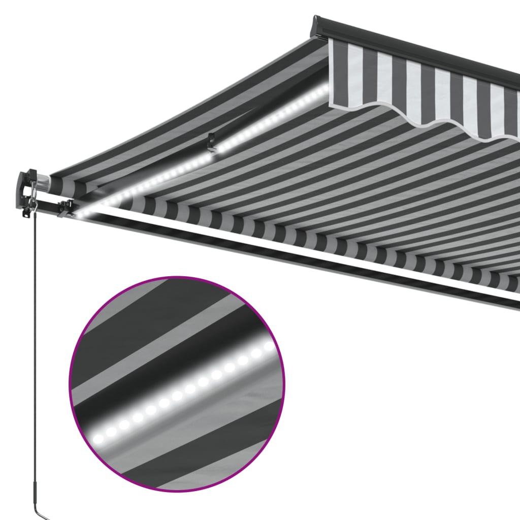 Luifel handmatig uittrekbaar en LED 500x350 cm antraciet en wit is nu te koop bij PeponiXL, paradijselijk wonen!
