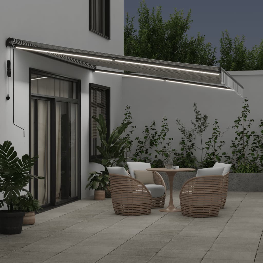 Luifel automatisch uittrekbaar LED 500x350 cm antraciet en wit is nu te koop bij PeponiXL, paradijselijk wonen!