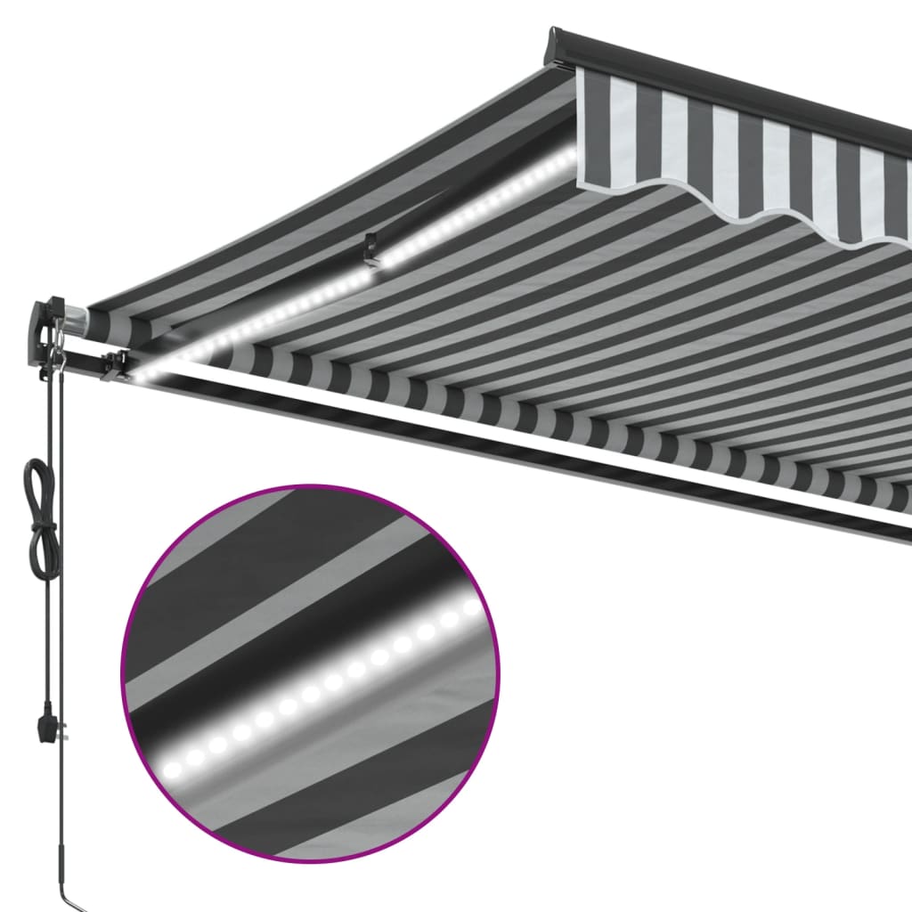 Luifel automatisch uittrekbaar LED 500x350 cm antraciet en wit is nu te koop bij PeponiXL, paradijselijk wonen!