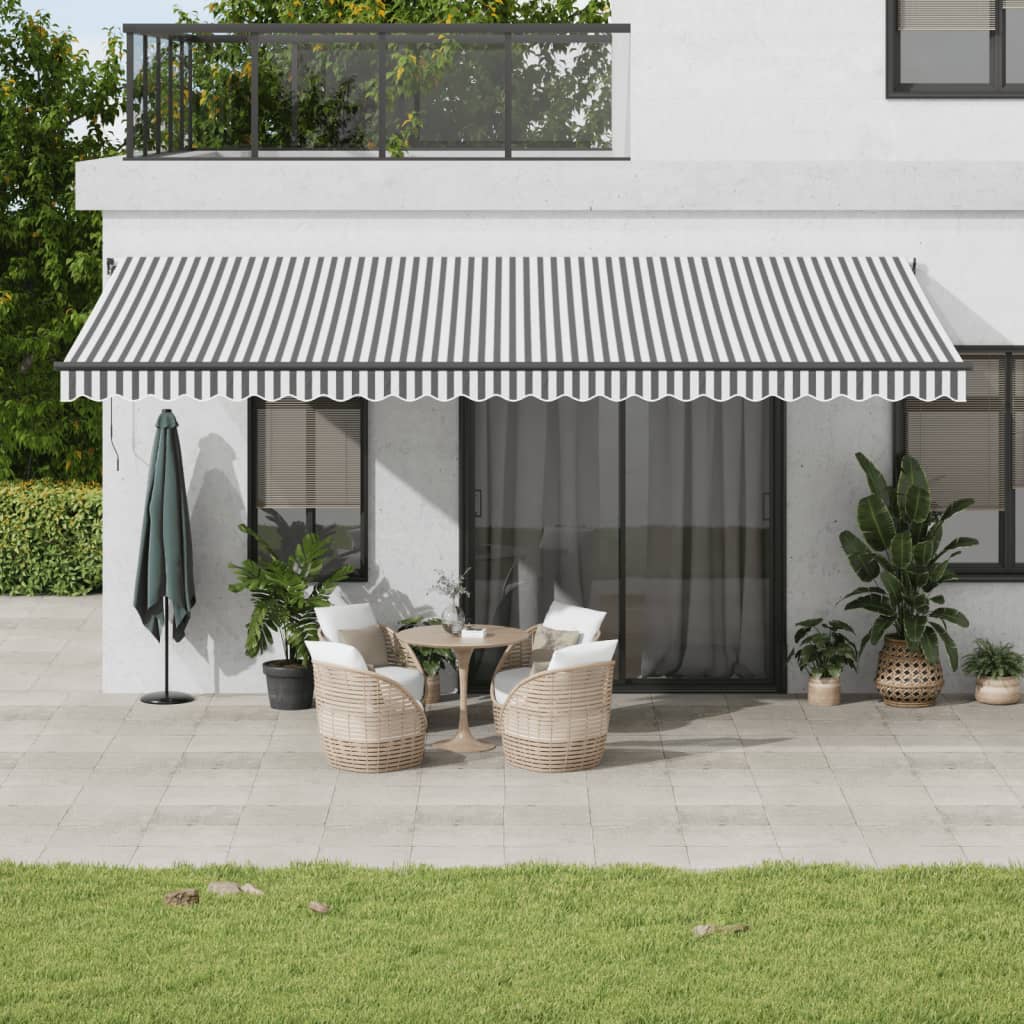 Luifel handmatig uittrekbaar 600x350 cm antraciet en wit is nu te koop bij PeponiXL, paradijselijk wonen!