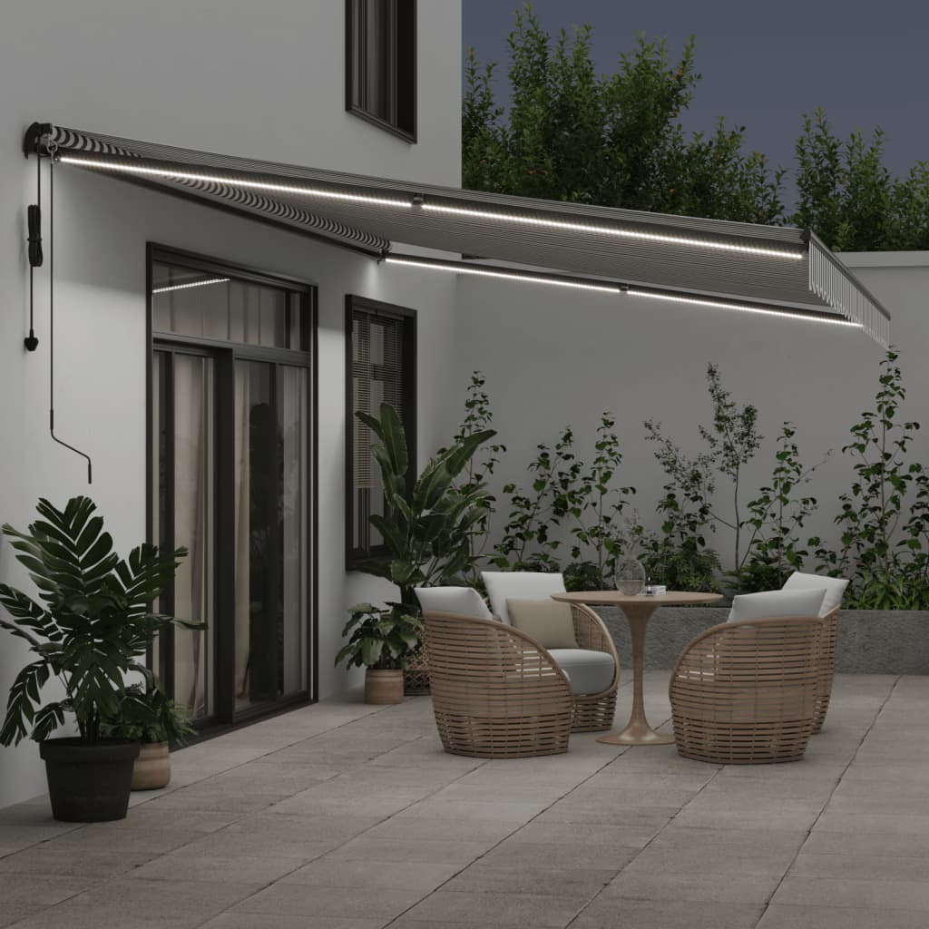 Luifel automatisch uittrekbaar LED 600x350 cm antraciet en wit is nu te koop bij PeponiXL, paradijselijk wonen!