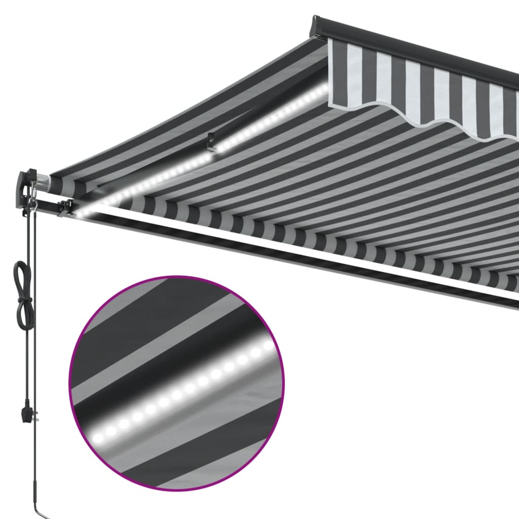 Luifel automatisch uittrekbaar LED 600x350 cm antraciet en wit is nu te koop bij PeponiXL, paradijselijk wonen!