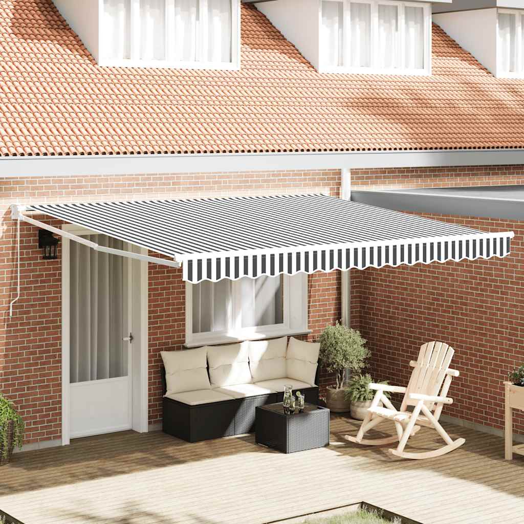 Luifel uittrekbaar 4x3 m stof en aluminium antraciet en wit is nu te koop bij PeponiXL, paradijselijk wonen!