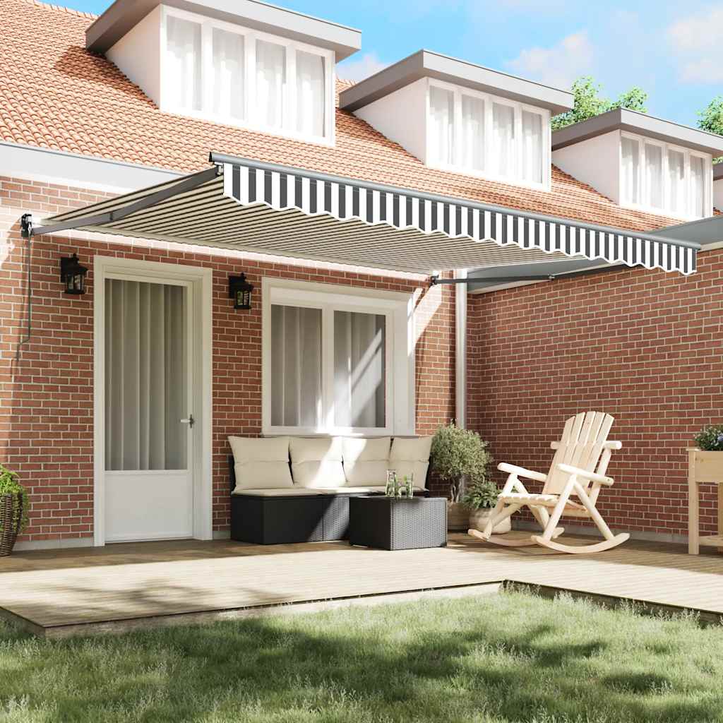 Luifel uittrekbaar 4x3 m stof en aluminium antraciet en wit is nu te koop bij PeponiXL, paradijselijk wonen!