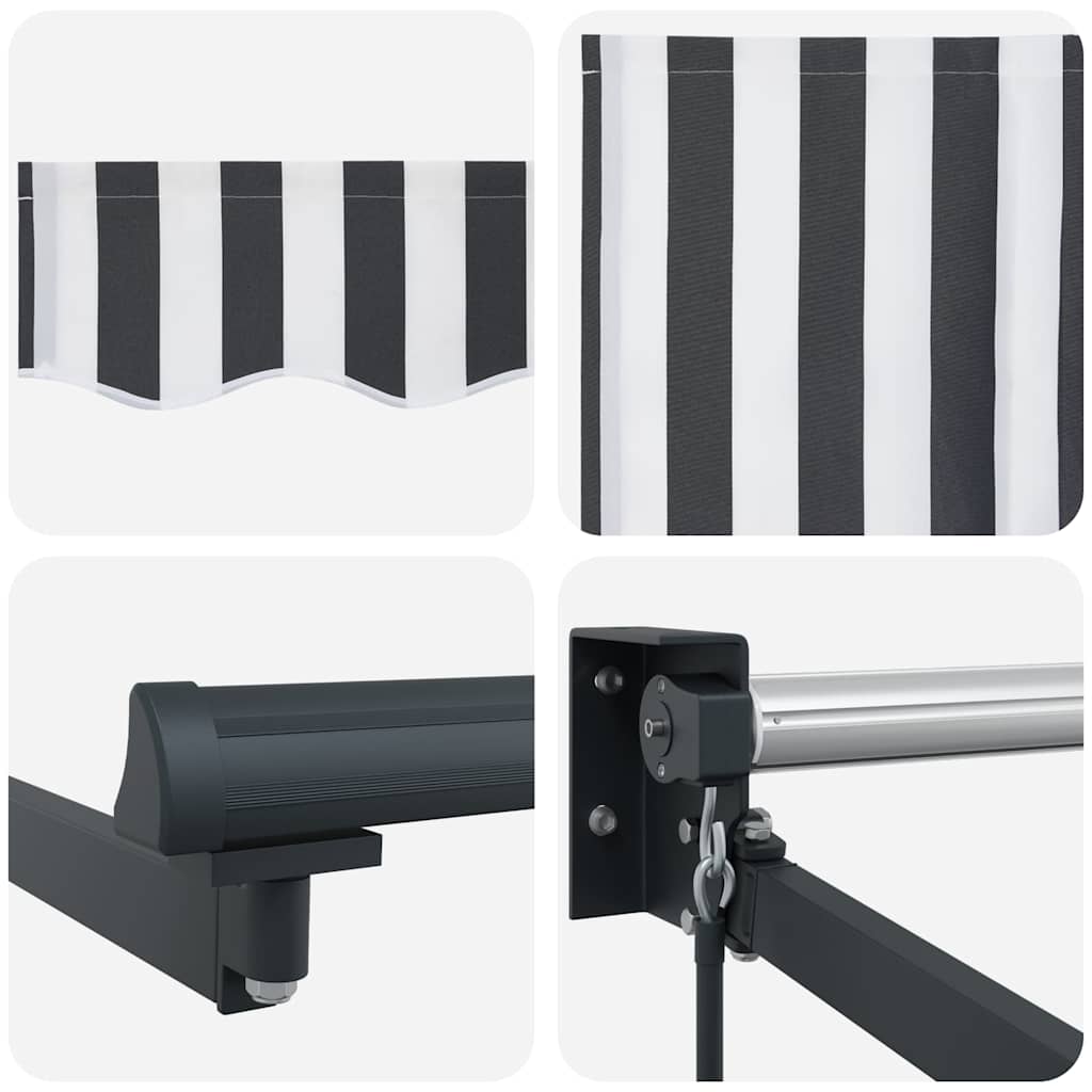 Luifel uittrekbaar 4x3 m stof en aluminium antraciet en wit is nu te koop bij PeponiXL, paradijselijk wonen!