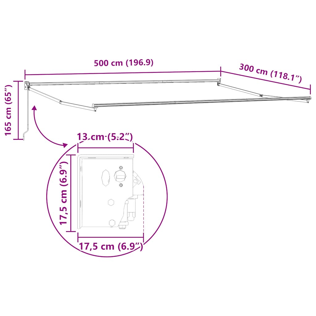 Luifel uittrekbaar 5x3 m stof en aluminium antraciet en wit is nu te koop bij PeponiXL, paradijselijk wonen!